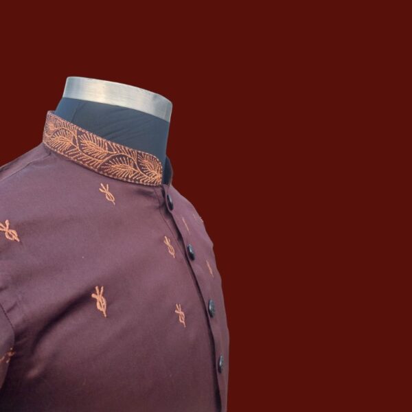 Premium Cotton Panjabi with Maroon Detailing