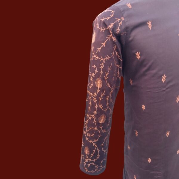 Premium Cotton Panjabi with Maroon Detailing